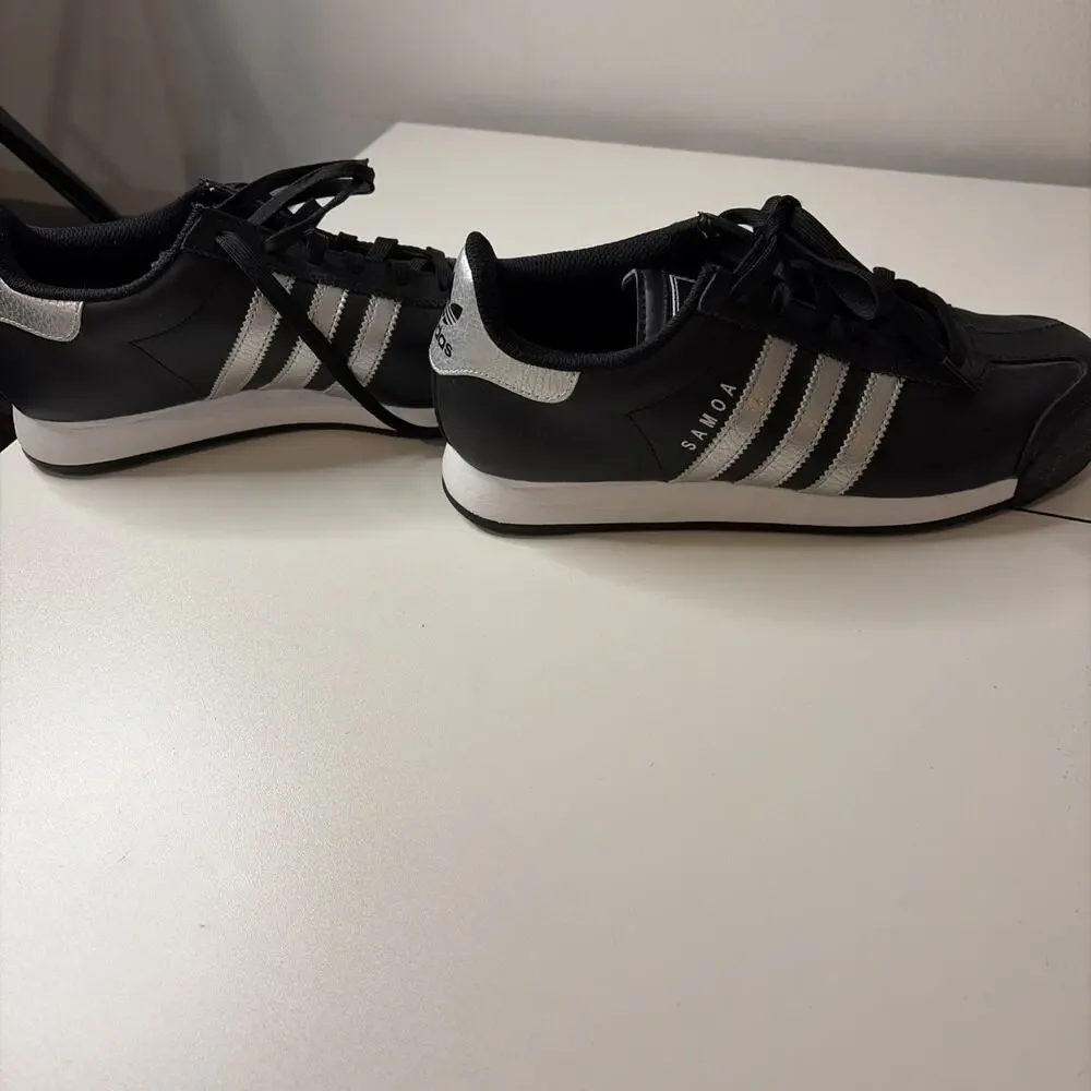 Adidas Originals Samoa J Women's Casual Sneakers Black -Triple Silver, Size 7